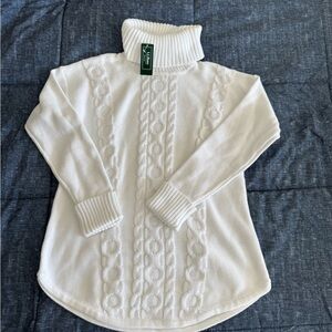 NWT L.L.Bean Cotton Cable Turtleneck